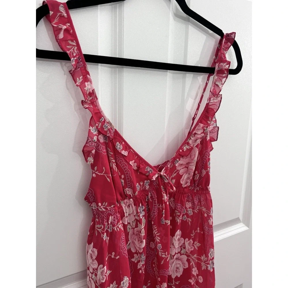 Victoria's Secret Raspberry Pink Peignoir Set Nightie and Robe M Babydoll 0444